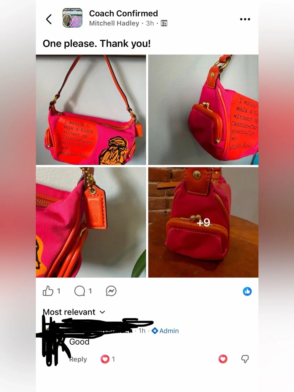 RARE Y2K Coach Bonnie Cashin Carry Kisslock Mini Shoulder Bag Pink Orange 42583